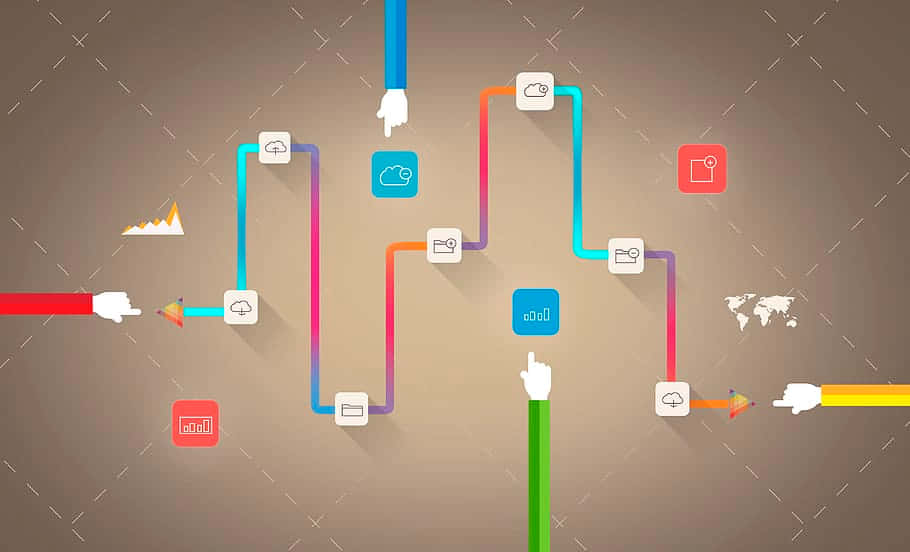 Connected Workflow And Infographic Icons Wallpaper