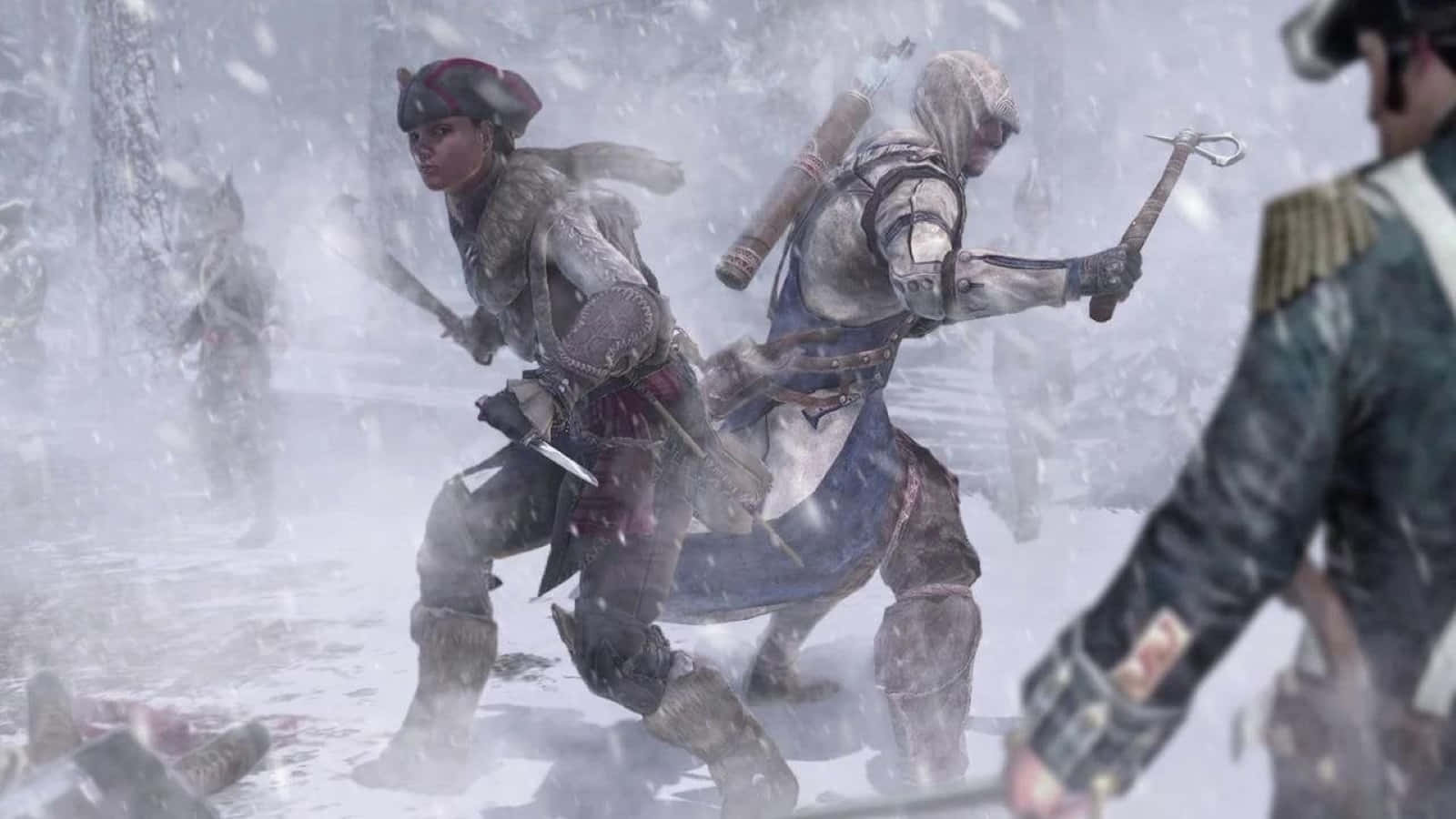 Connor Kenway, fearless Assassin in action Wallpaper