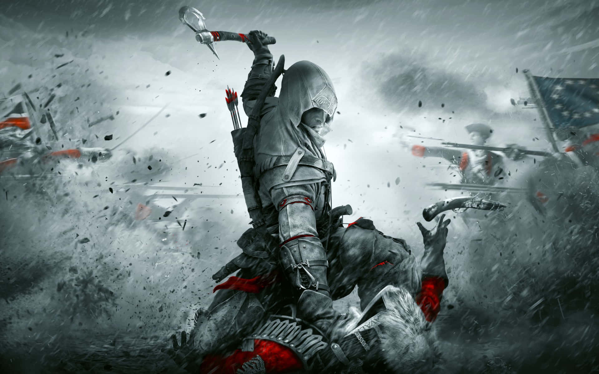 Connor Kenway, a skilled and relentless Assassin in action Wallpaper