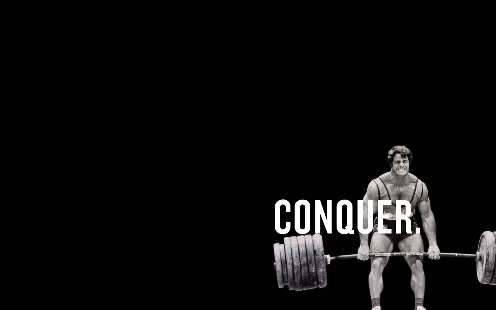 "Conquer" Weight Lifting Quote Wallpaper