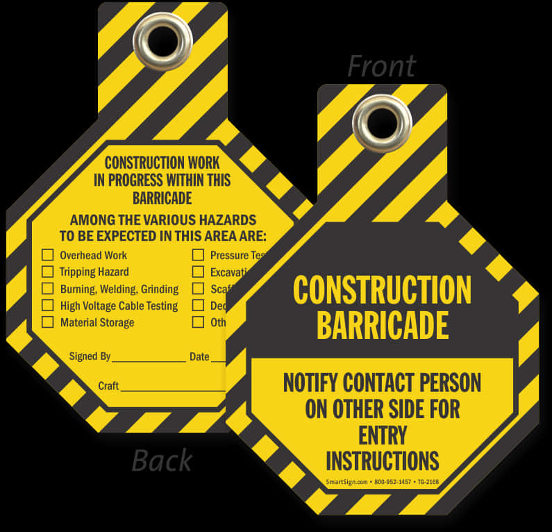 Construction Barricade Warning Tags PNG
