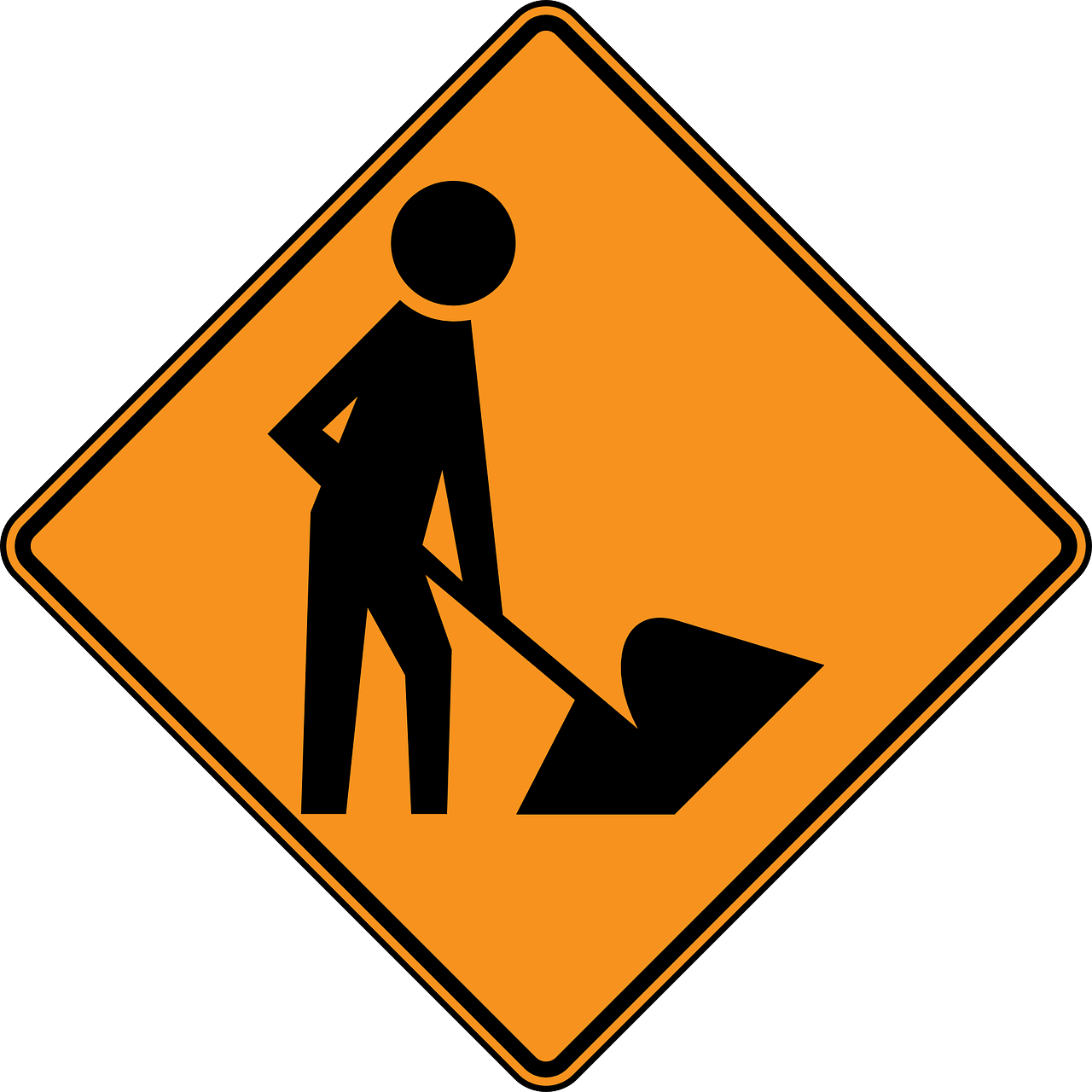 Construction Work Sign Graphic PNG