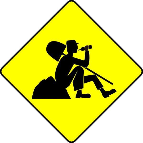 Construction Worker Digging Sign PNG