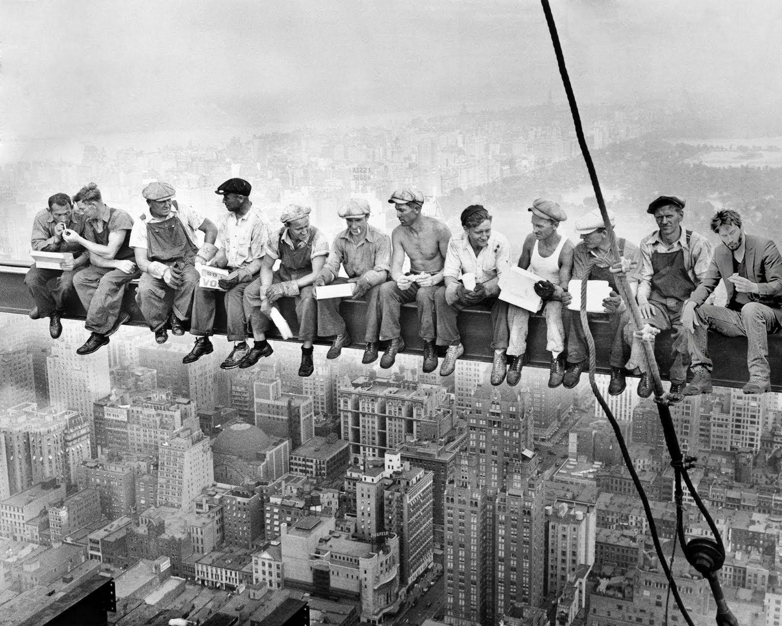 Construction Workers Enjoying their Lunch Break Wallpaper