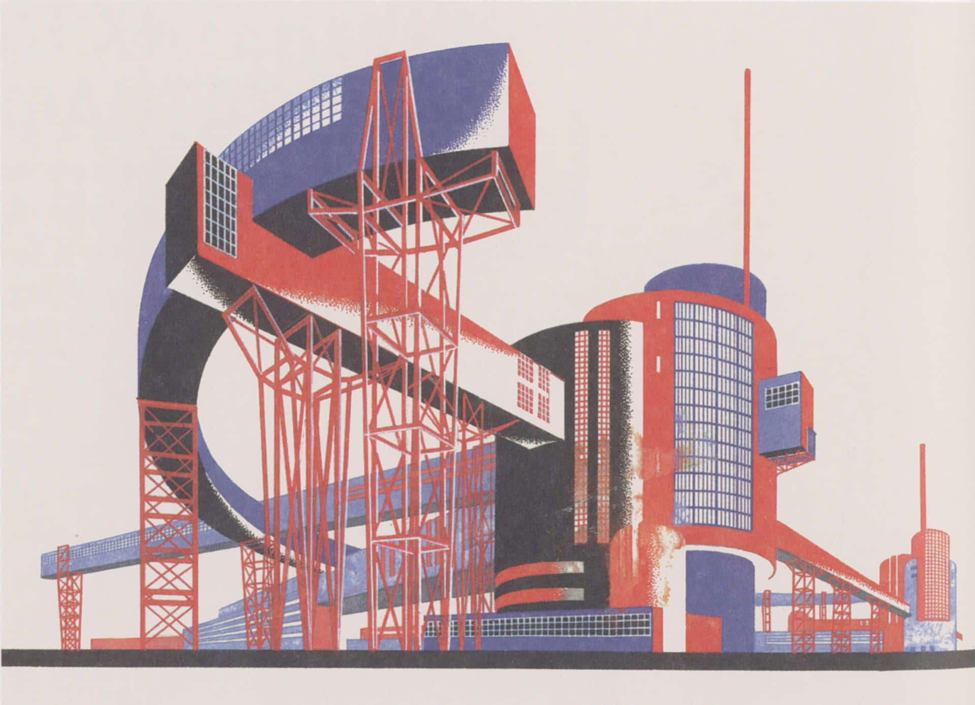 Modern Industrial Structure Inspired by Constructivism Art Movement Wallpaper