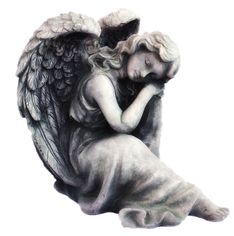 Contemplative Angel Sculpture PNG