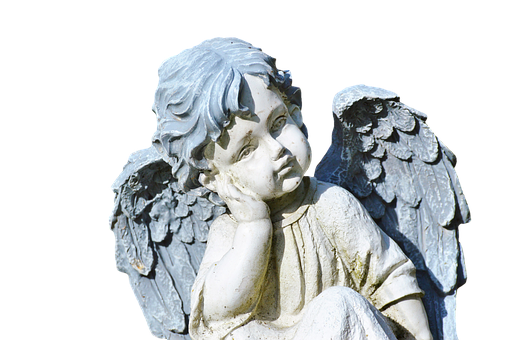 Contemplative Angel Statue PNG