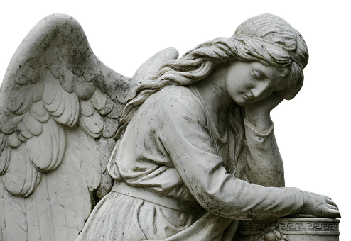 Contemplative Angel Statue PNG