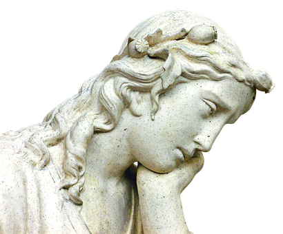 Contemplative Angel Statue PNG