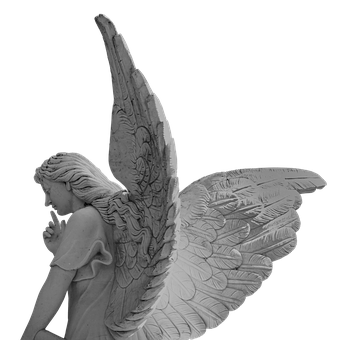 Contemplative Angel Statue PNG