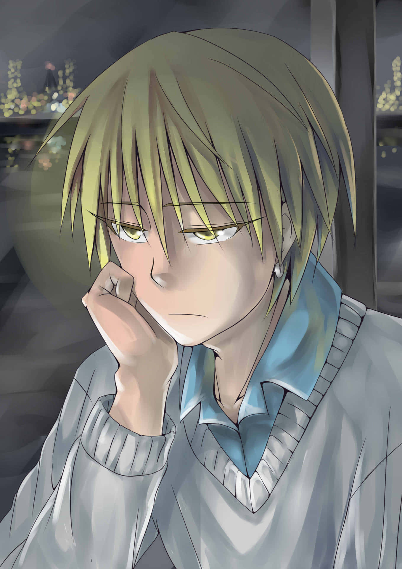 Contemplative_ Anime_ Boy_with_ Sad_ Expression.jpg Wallpaper