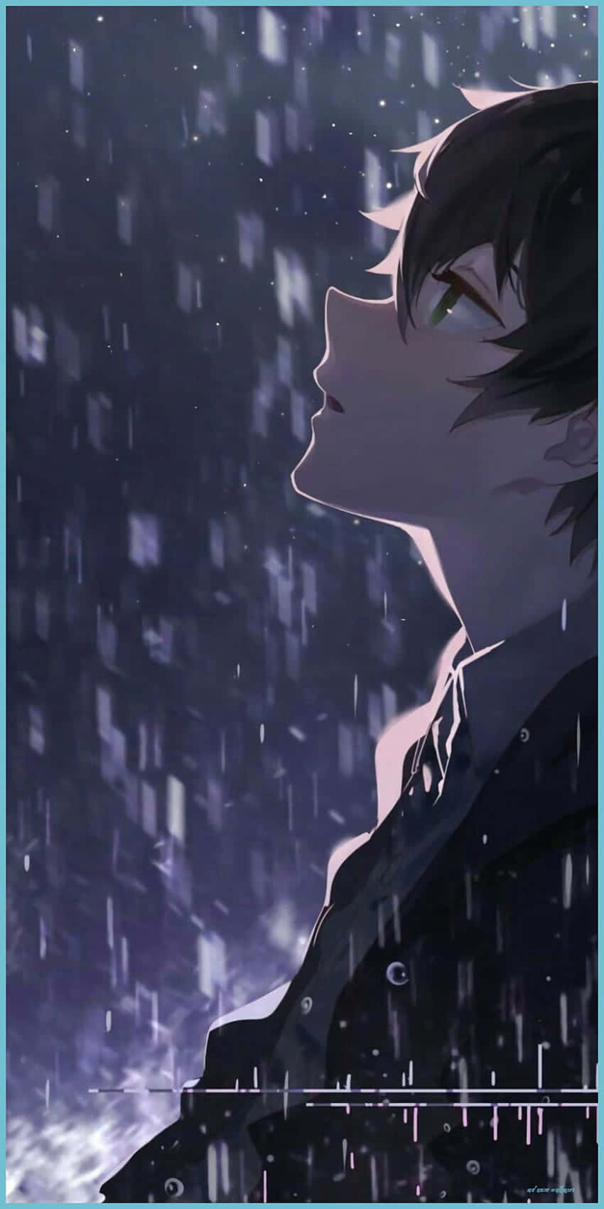 Contemplative Anime Characterin Rain Wallpaper