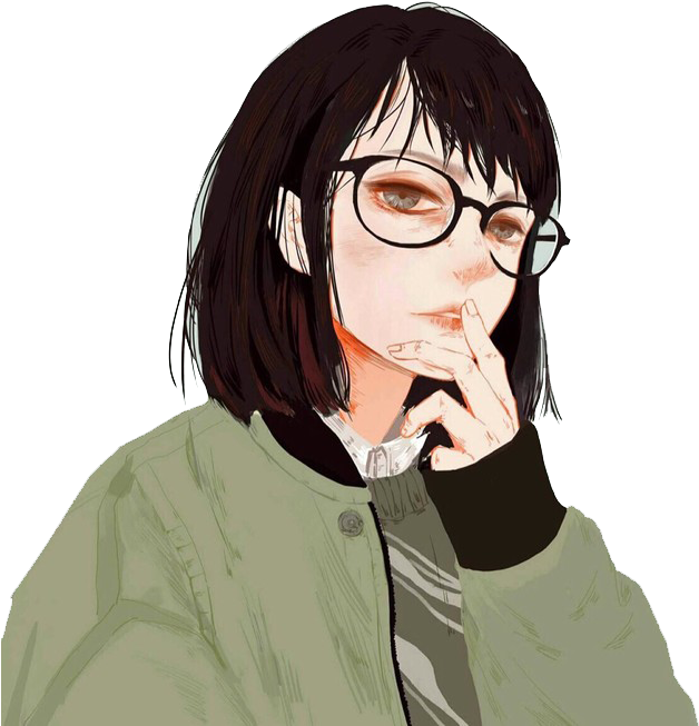 Contemplative Anime Characterwith Bangs PNG