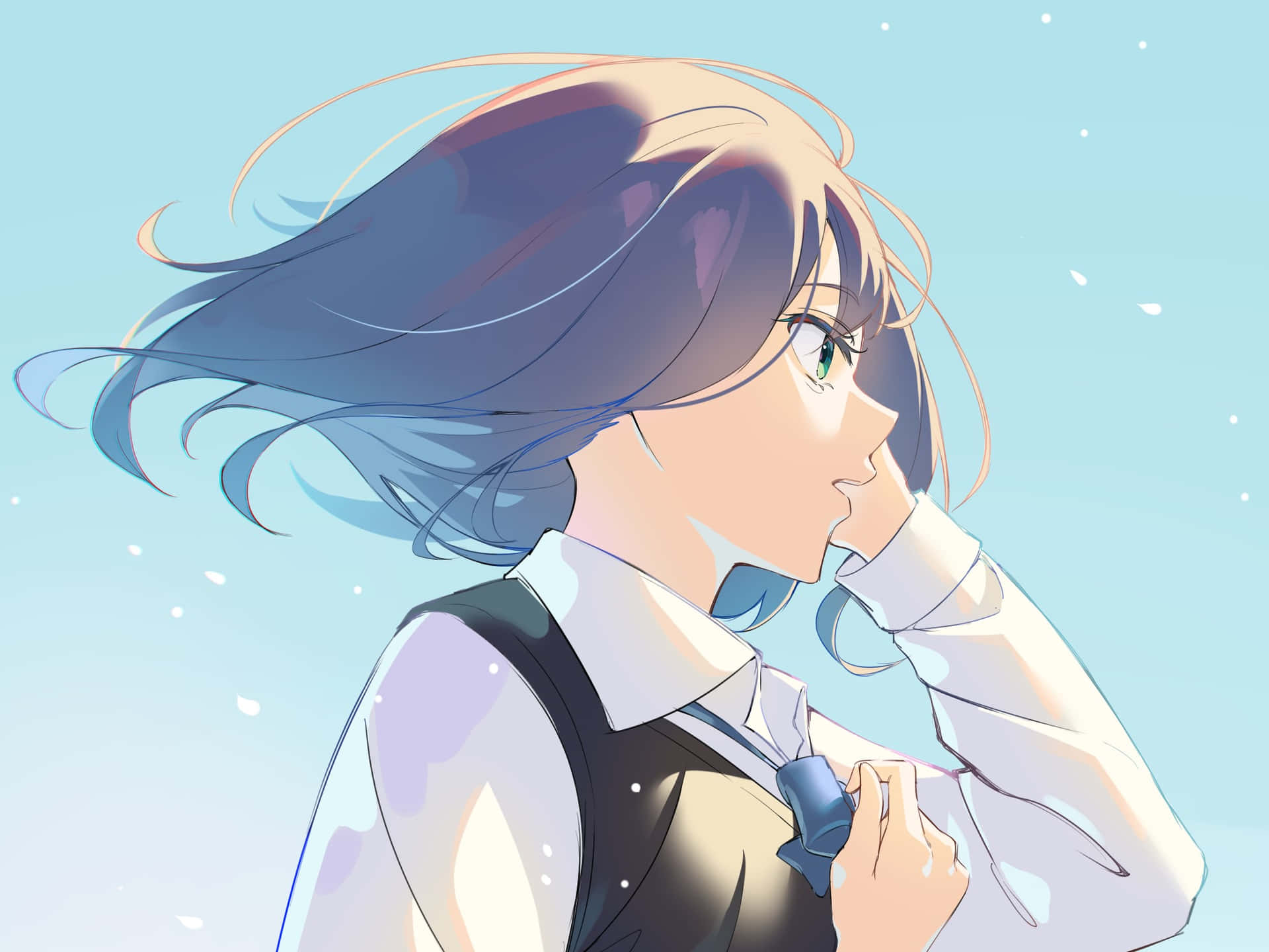 Contemplative Anime Girl Profile Wallpaper