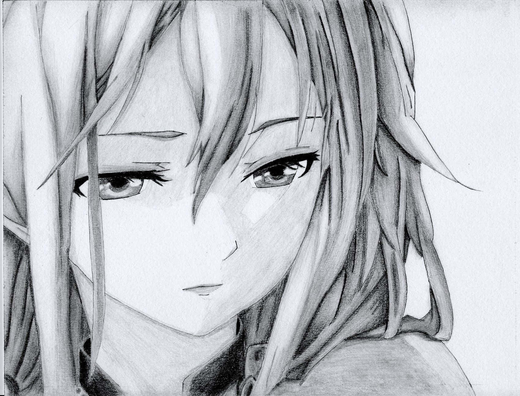 Contemplative Anime Girl Sketch Wallpaper