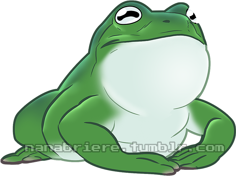 Contemplative Cartoon Frog PNG