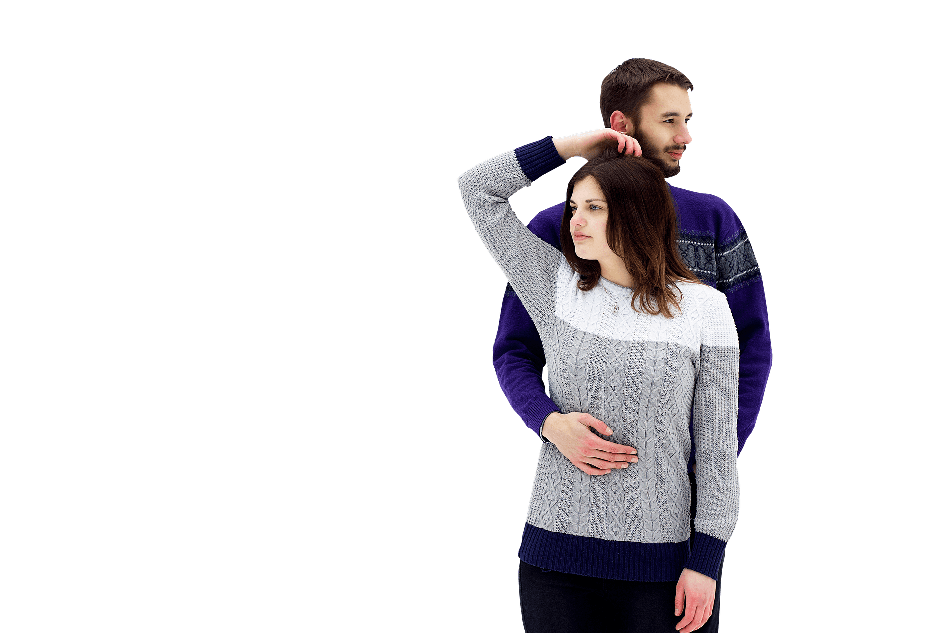 Contemplative Couplein Sweaters PNG