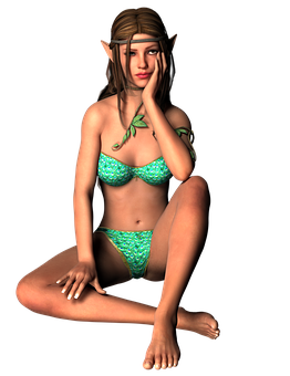 Contemplative_ Elf_ Fantasy_ Render PNG