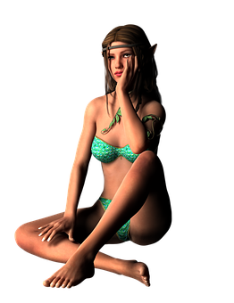 Contemplative_ Elf_ Female_ Digital_ Art PNG