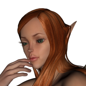 Contemplative Elf Portrait PNG