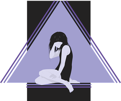 Contemplative Girlin Triangle Frame PNG