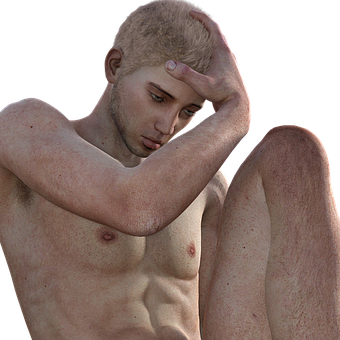 Contemplative_ Man_ Digital_ Art PNG