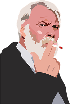 Contemplative Man Smoking PNG