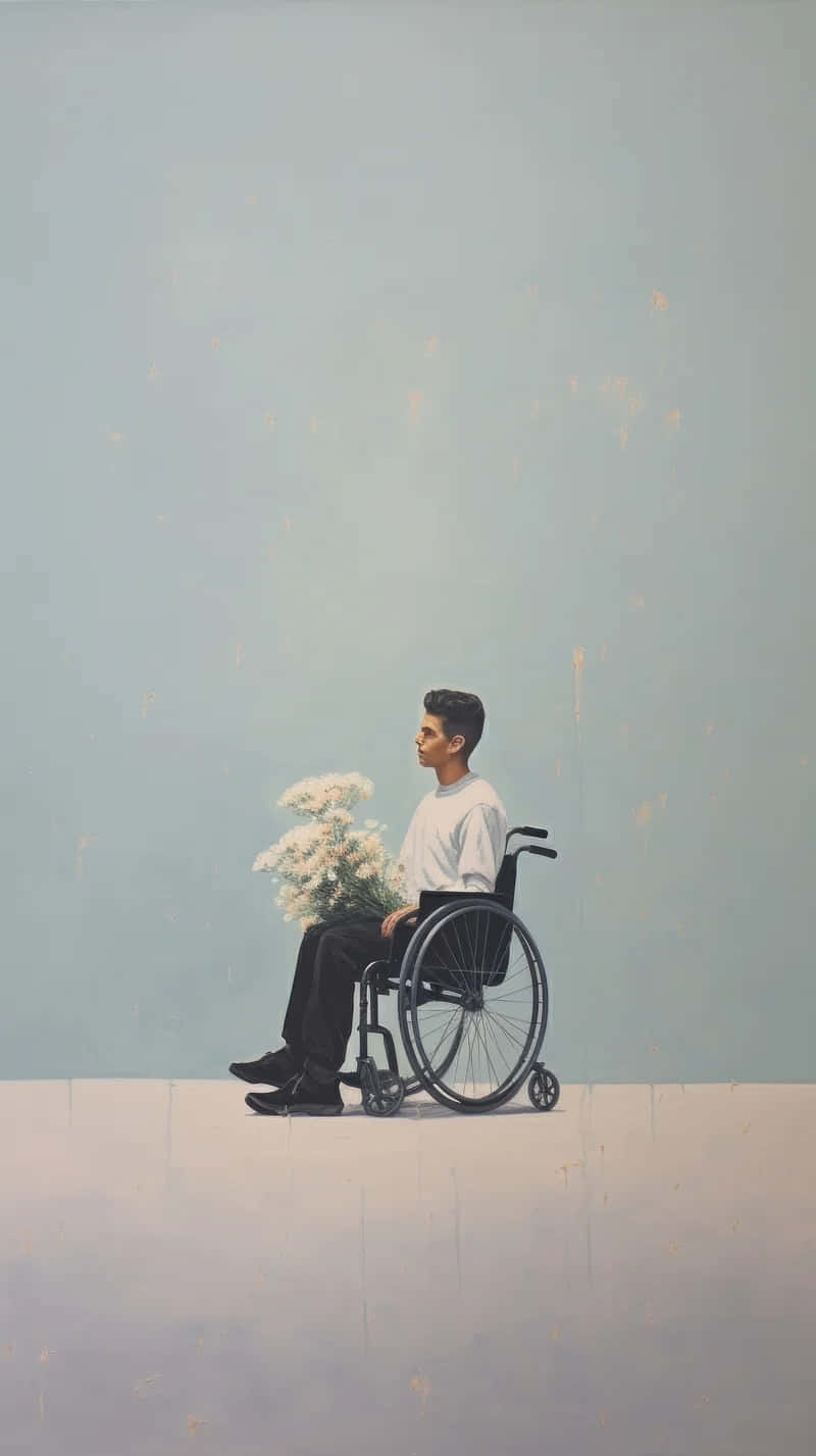 Contemplative Manin Wheelchair Wallpaper