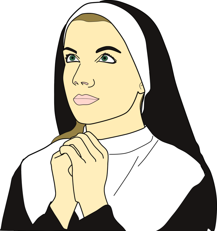 Contemplative Nun Illustration PNG