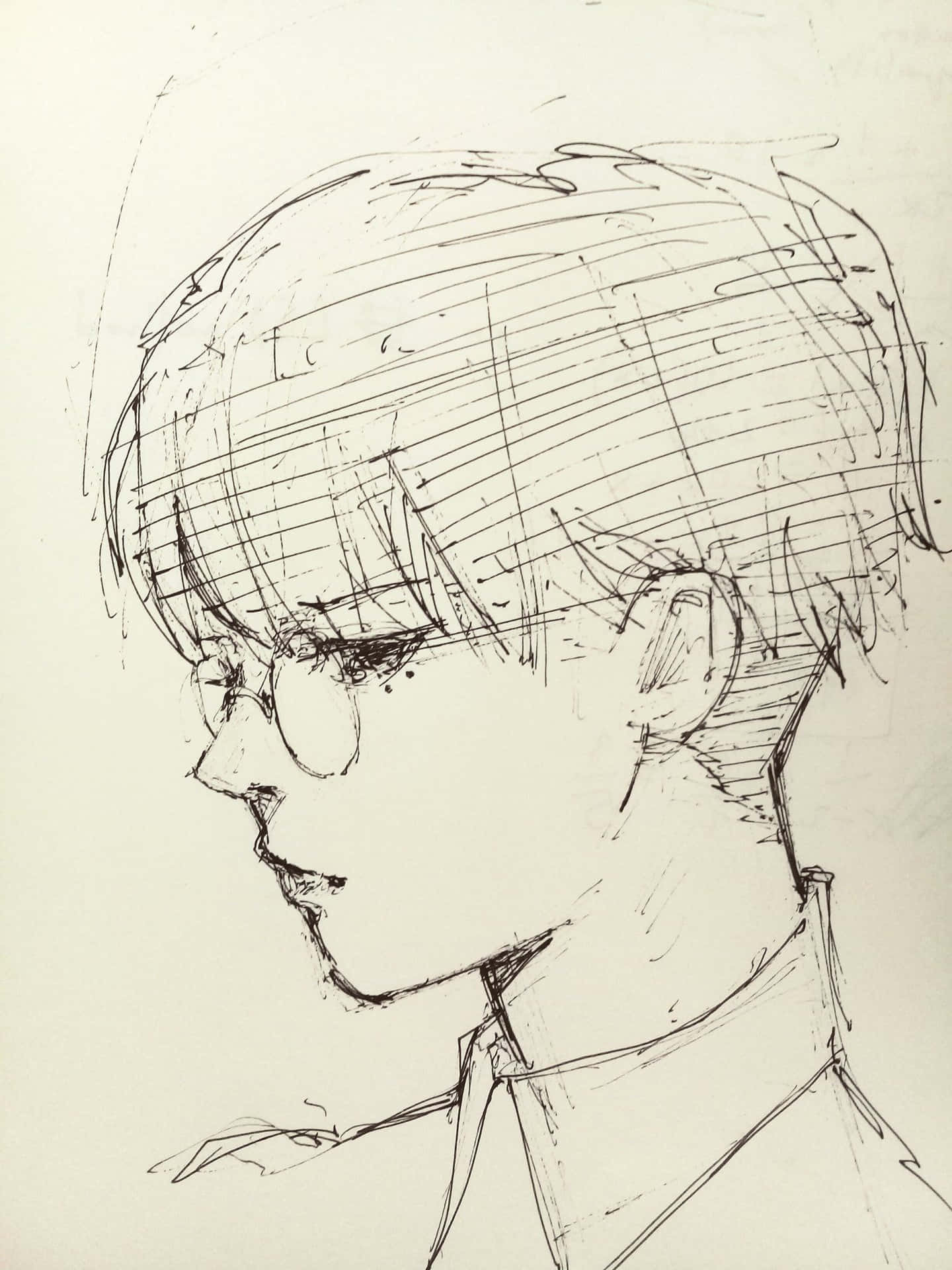 Contemplative Profile Sketch Wallpaper