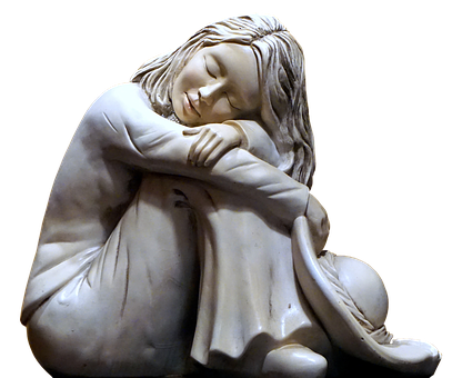 Contemplative Sculptureof Girl PNG