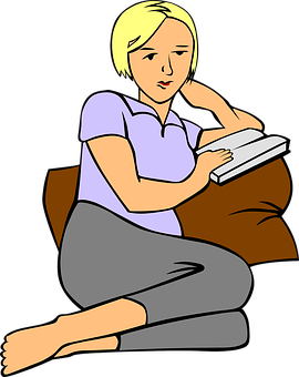 Contemplative Woman Reading Vector PNG