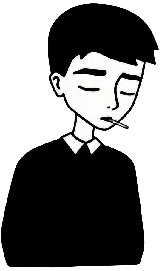 Contemplative Young Man Illustration PNG