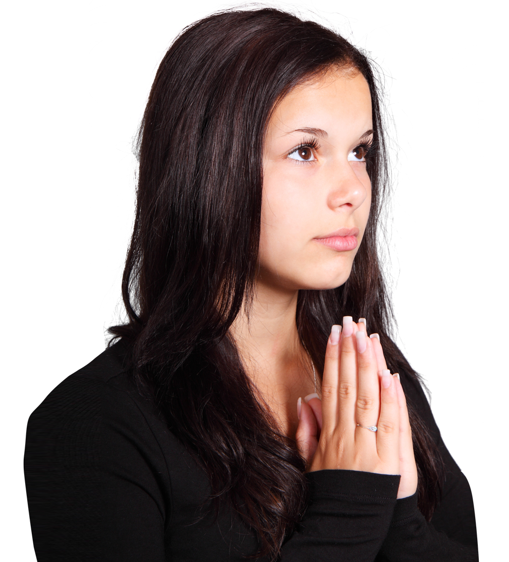 Contemplative Young Woman PNG