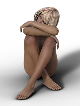 Contemplative3 D Rendered Female PNG