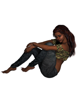 Contemplative3 D Rendered Female PNG