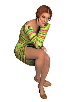 Contemplative3 D Rendered Woman PNG