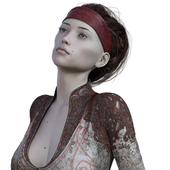 Contemplative3 D Rendered Woman PNG