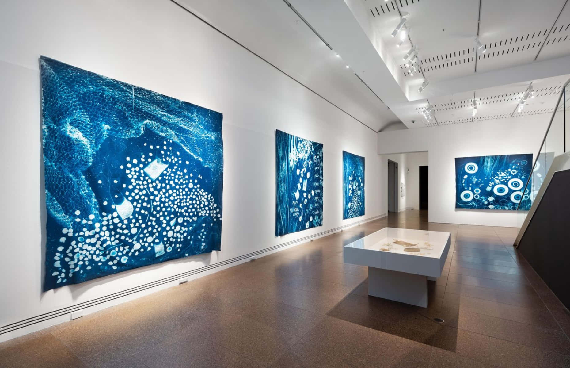 Contemporary Blue Art Exhibit Wallpaper
