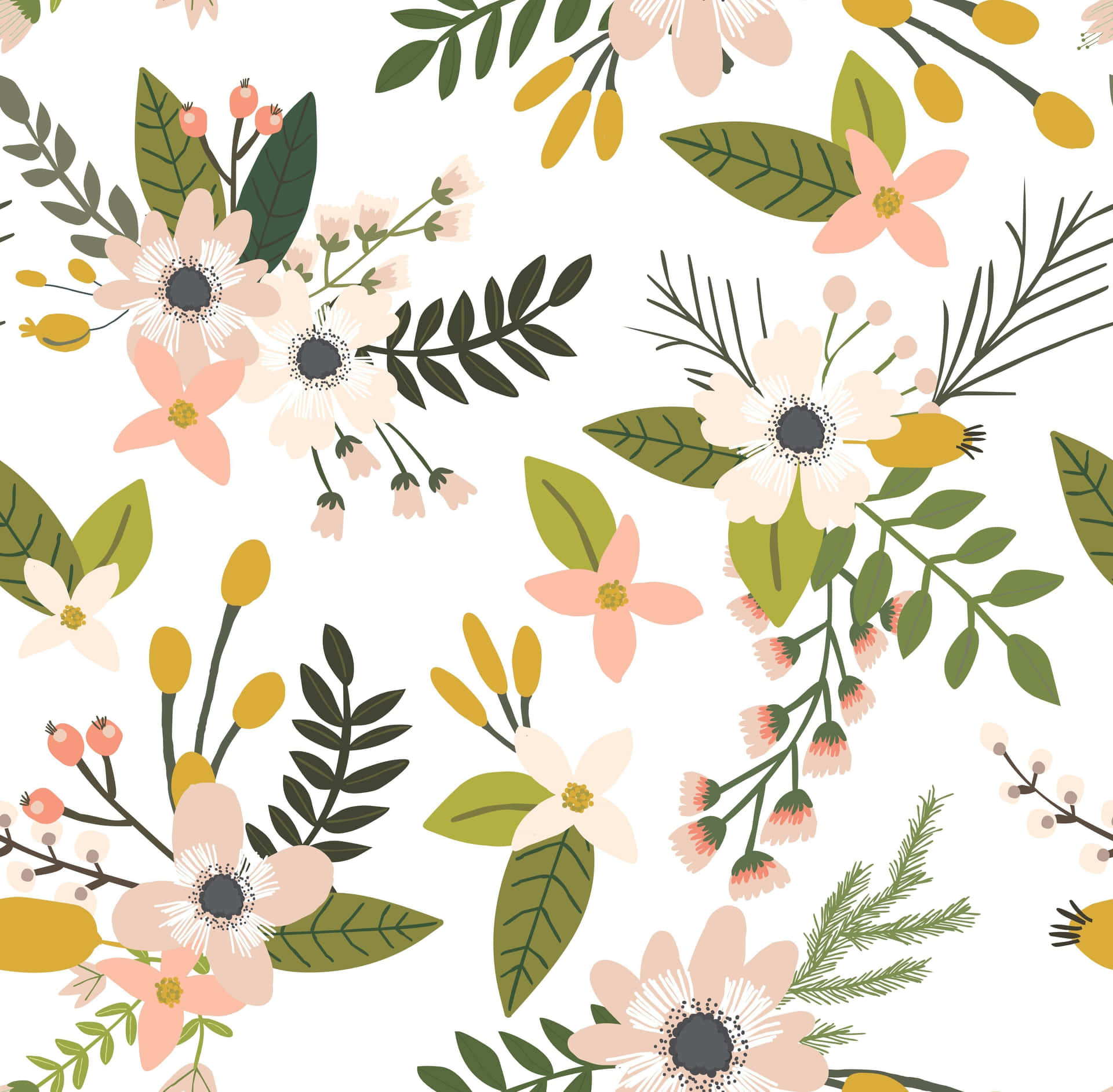 Contemporary Floral Pattern Design Wallpaper
