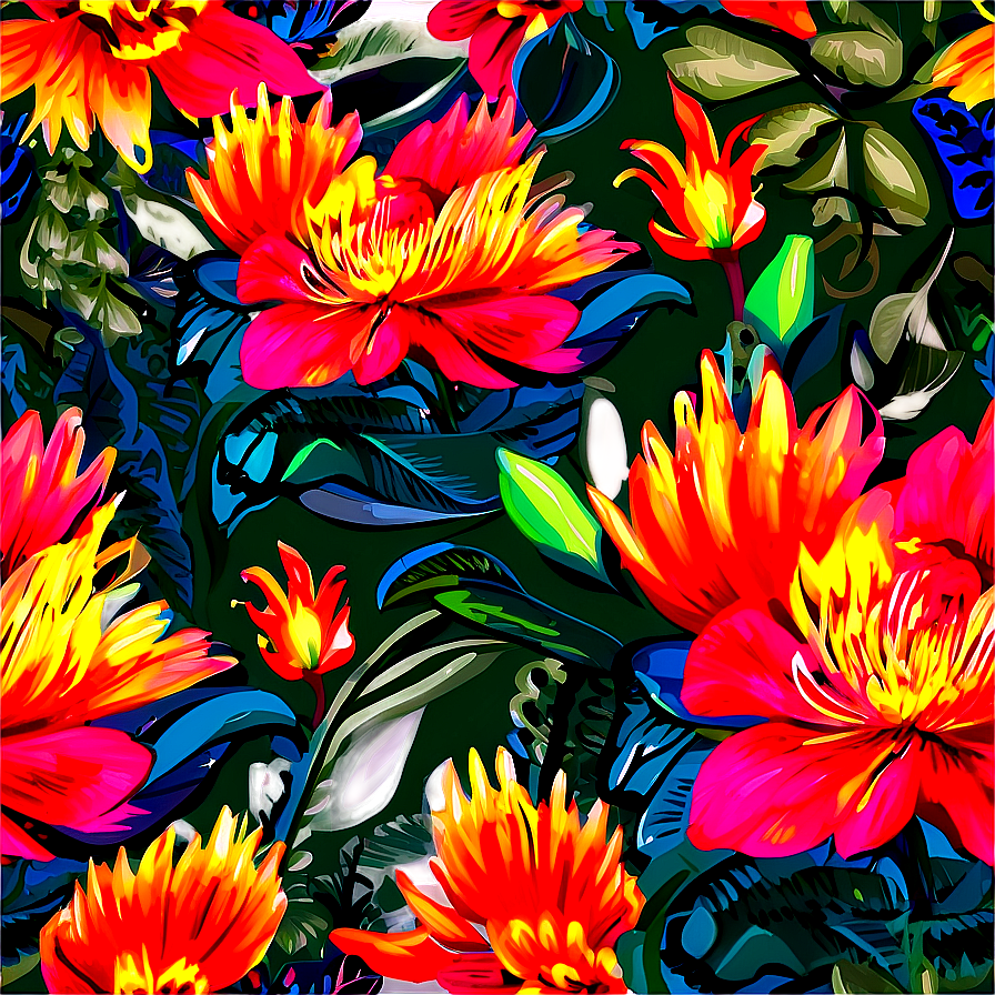 Contemporary Flower Print Png Dvn47 PNG