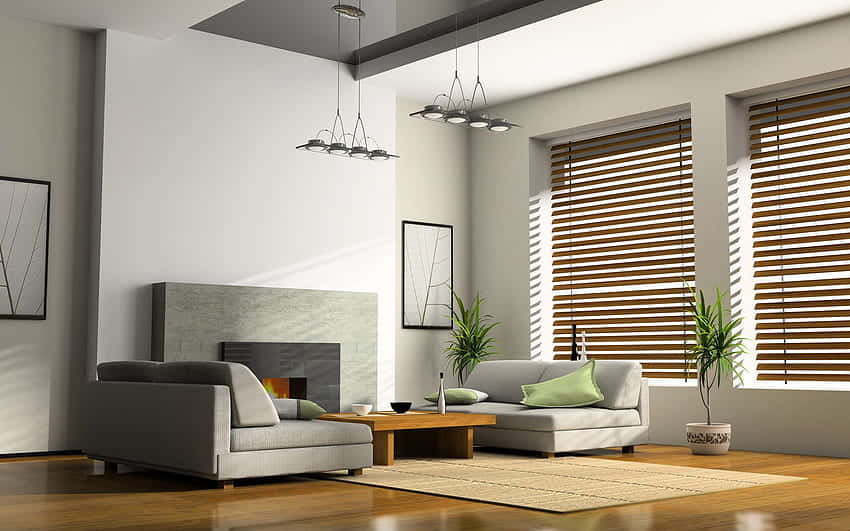 Contemporary Interior With Wood Floor Wallpaper