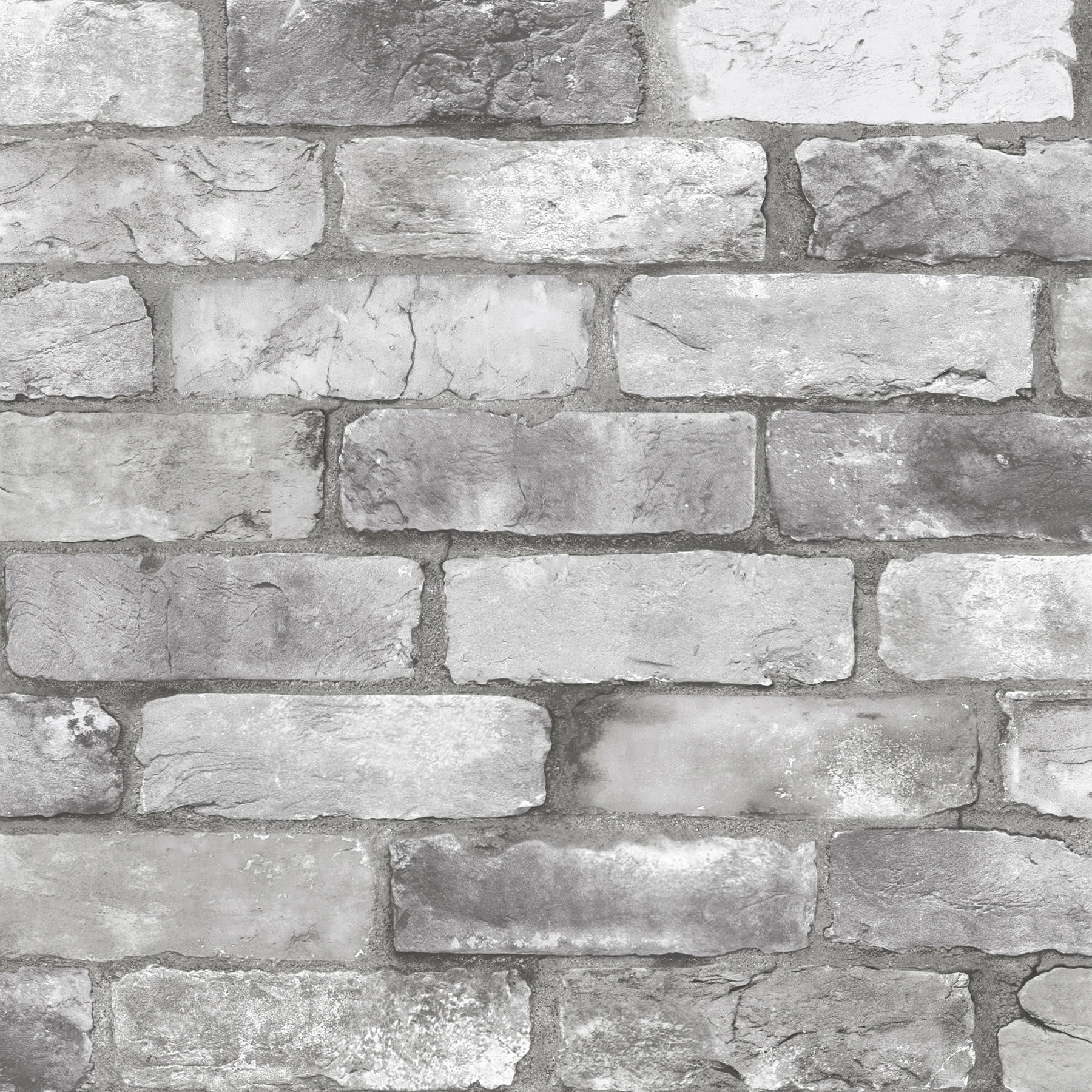 Contemporary Light Gray Brick Texture Wallpaper