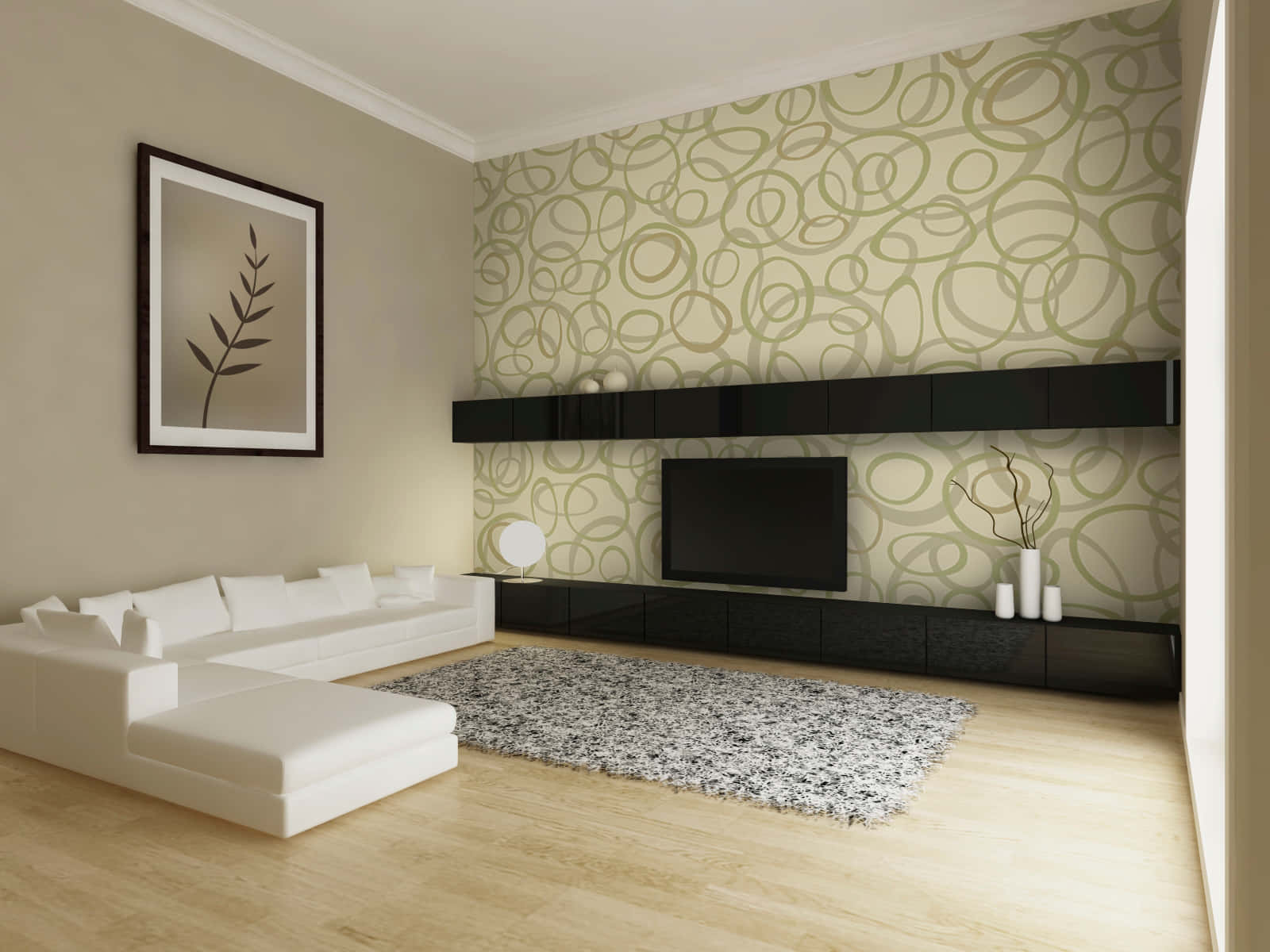 Contemporary Living Room Interior Wallpaper