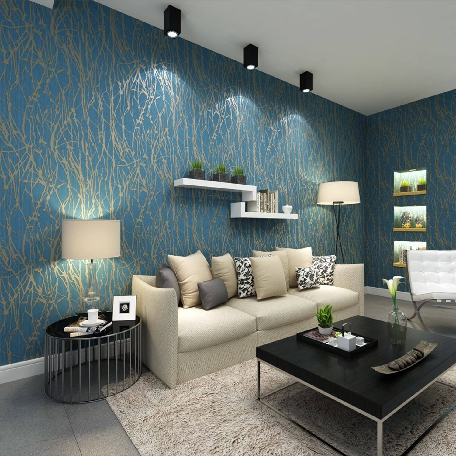 Contemporary Modern Cozy Living Room Wallpaper