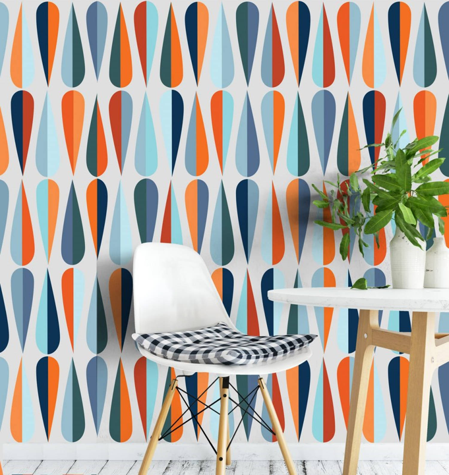 Contemporary Modern Mid Century Lively Wall Wallpaper