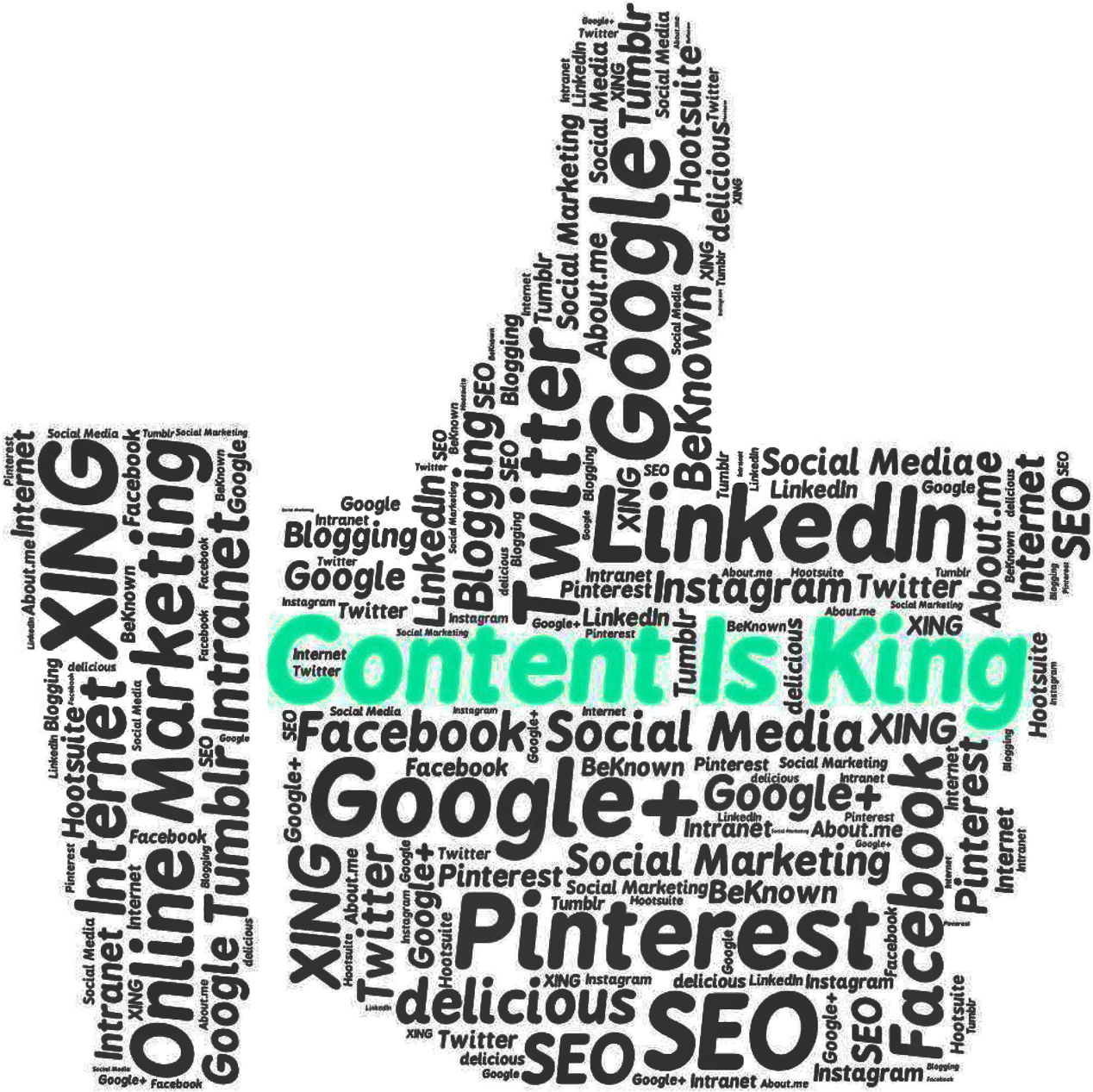 Content Is King Social Media Word Cloud PNG