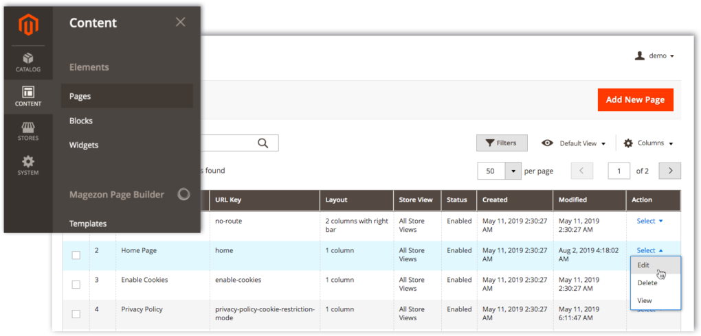 Content Management System Interface Screenshot PNG