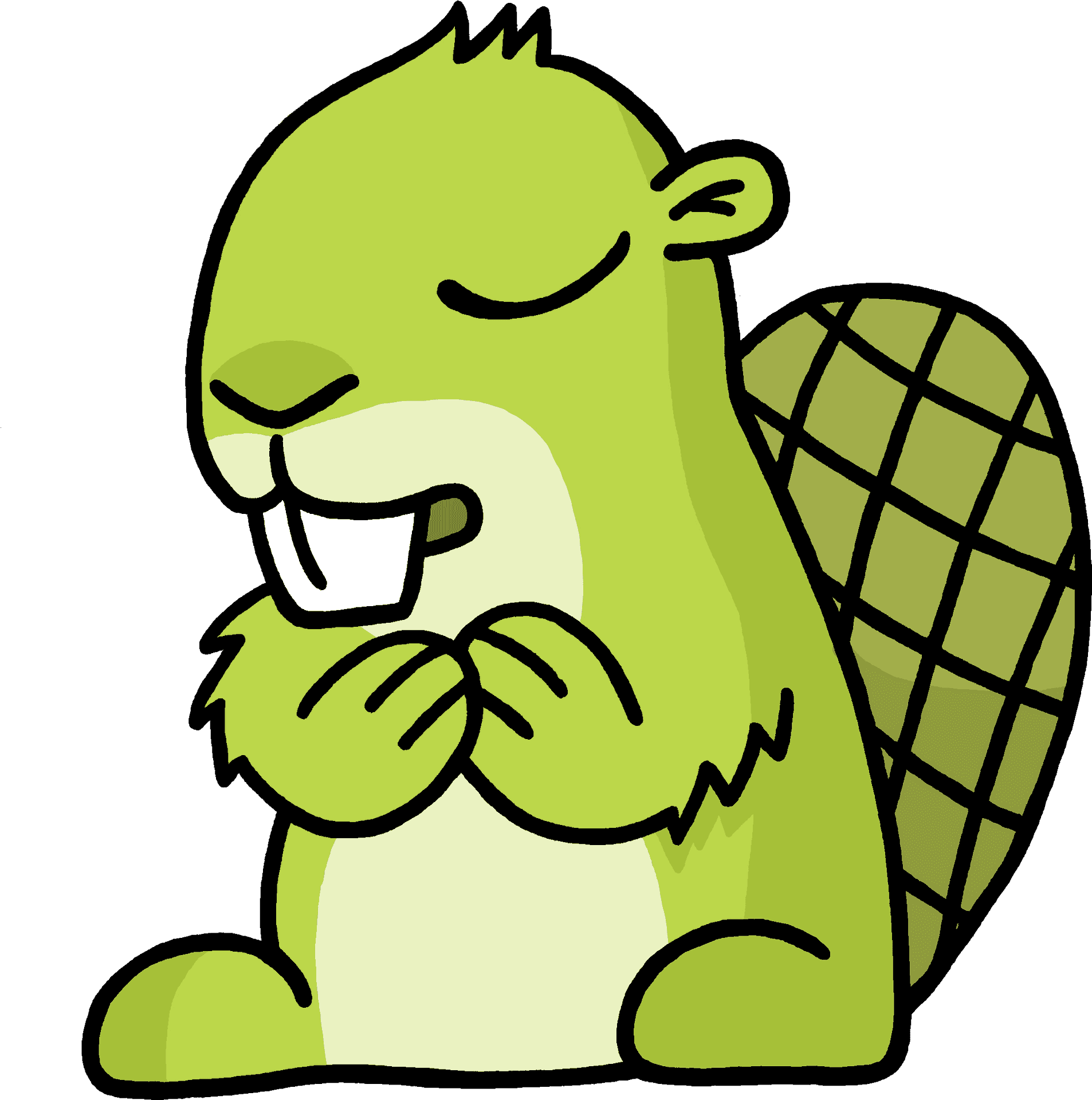 Contented Cartoon Beaver PNG