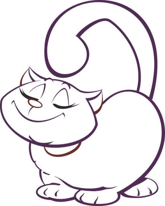 Contented Cartoon Cat Drawing PNG